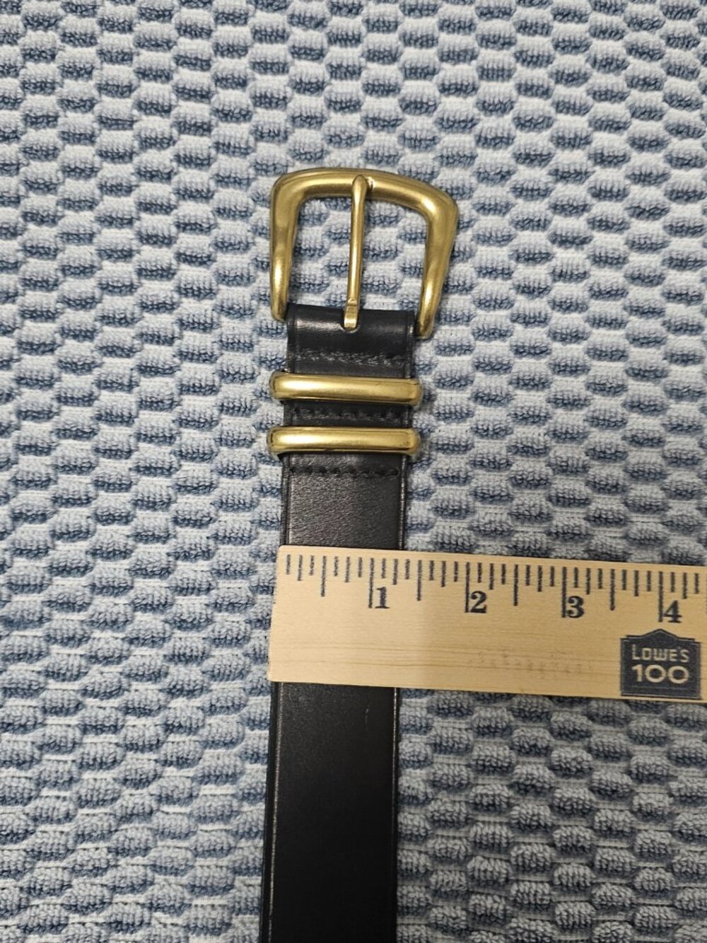 Genuine Italian Leather Brass Buckle Belt Black Made in USA Size 30x1.25 inches - Picture 5 of 5